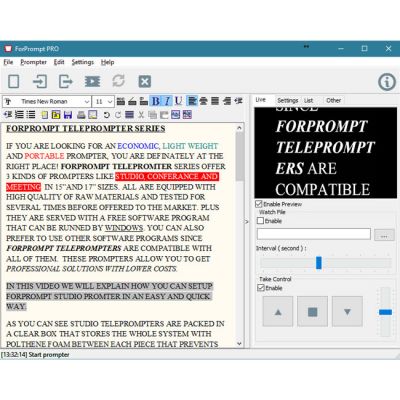 Fortinge FORPROMPT-DGL Software for Prompters (Dongle Version)